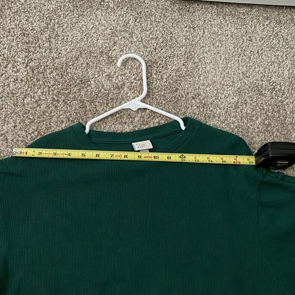 Dark Green Ruffle Sleeve Sweatshirt - Picture 6 of 6